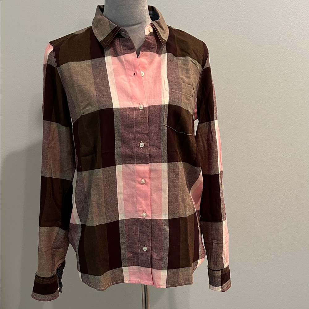 Tommy Hilfiger 100% Cotton Buffalo Plaid Convertible Shirt size S